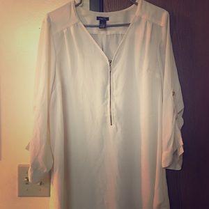 Ivory zip up blouse